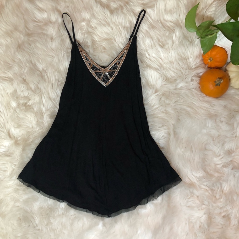 Black tank top with sequin tank top